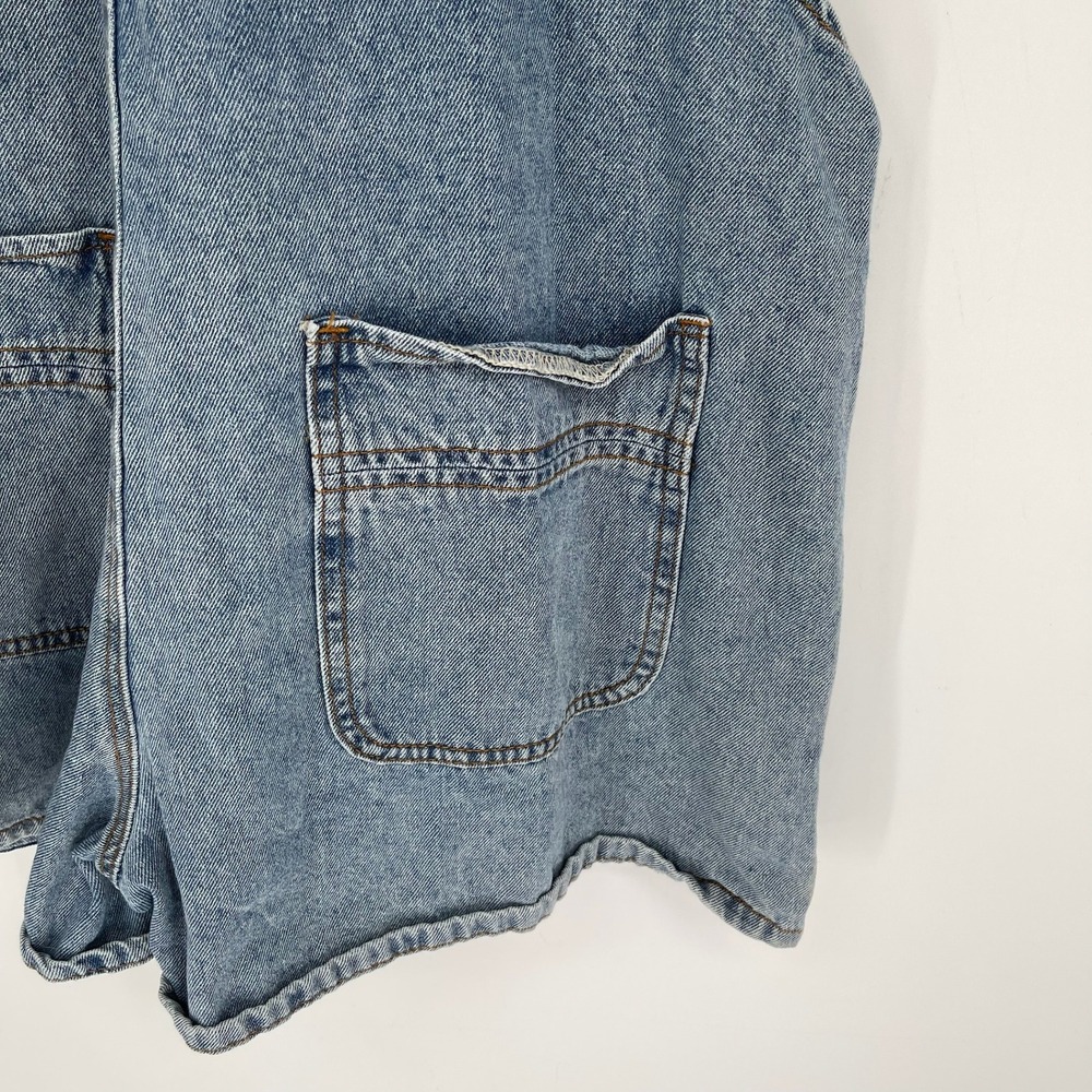DAZY Women's Blue Denim Pocket Utility Relaxed Fit Shortall Overalls Size XL - Picture 5 of 7